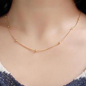 DELICATE DASH AND BEAD CLAVICLE NECKLACE